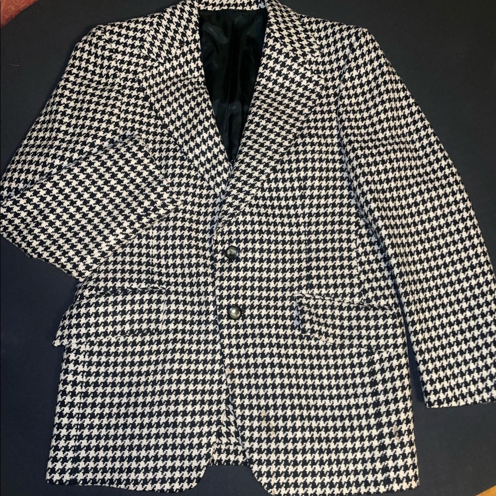 Men's Black and White Houndstooth Jacket